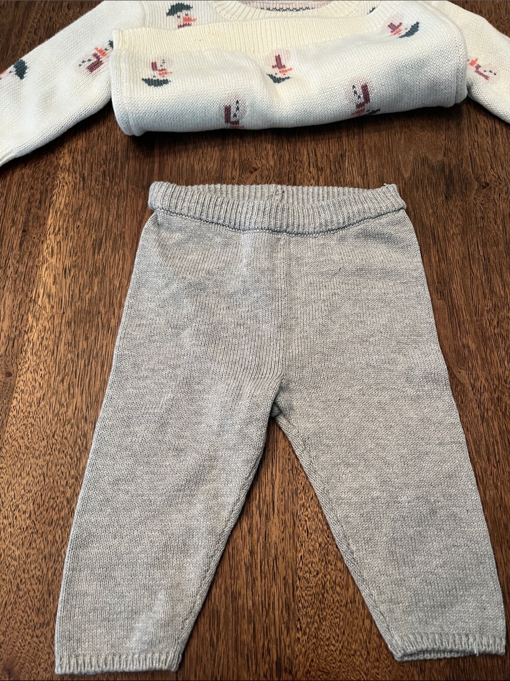 Little Planet Cream Snowman Knit Sweater & Gray Knit Pants Set - Picture 3 of 8